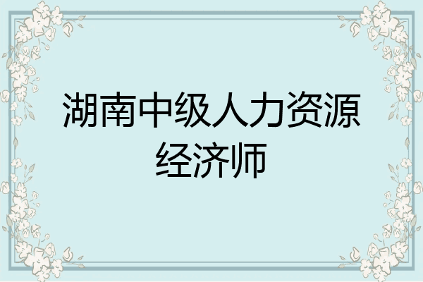 湖南中级人力资源经济师