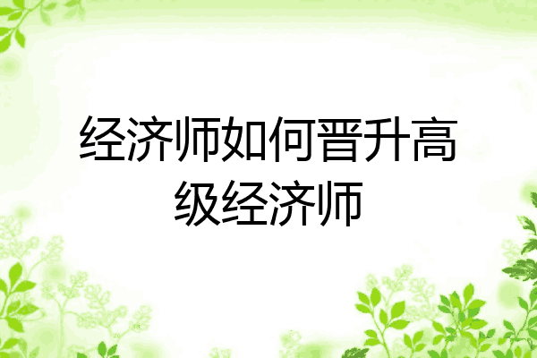 经济师如何晋升高级经济师