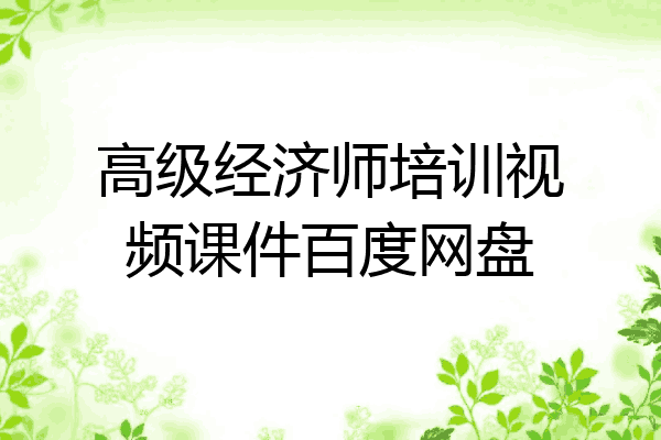 高级经济师培训视频课件百度网盘