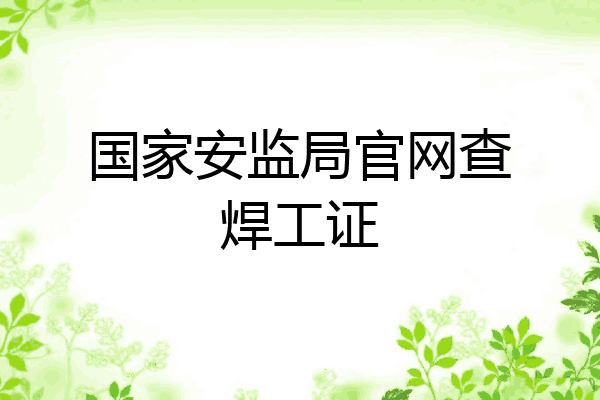 国家安监局官网查焊工证