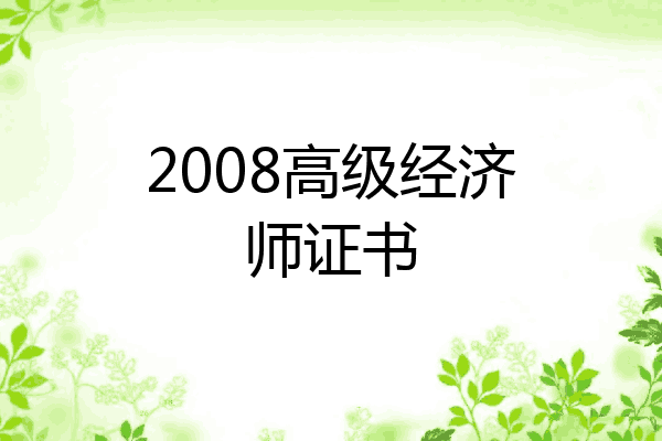 2008高级经济师证书