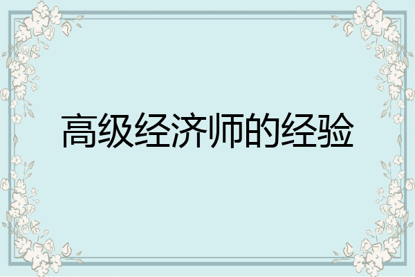 高级经济师的经验