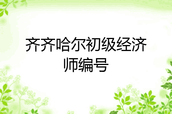 齐齐哈尔初级经济师编号