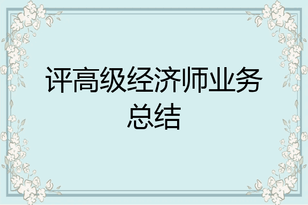 评高级经济师业务总结