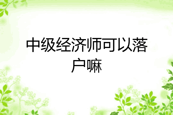 中级经济师可以落户嘛