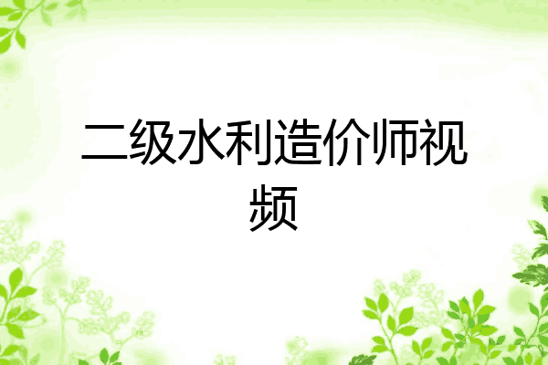二级水利造价师视频