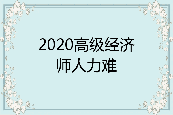 2020高级经济师人力难
