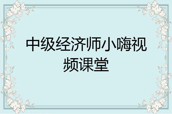 中级经济师小嗨视频课堂