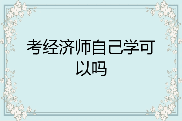 考经济师自己学可以吗