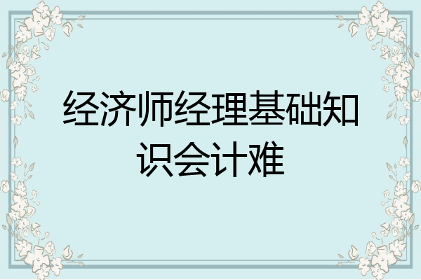 经济师经理基础知识会计难