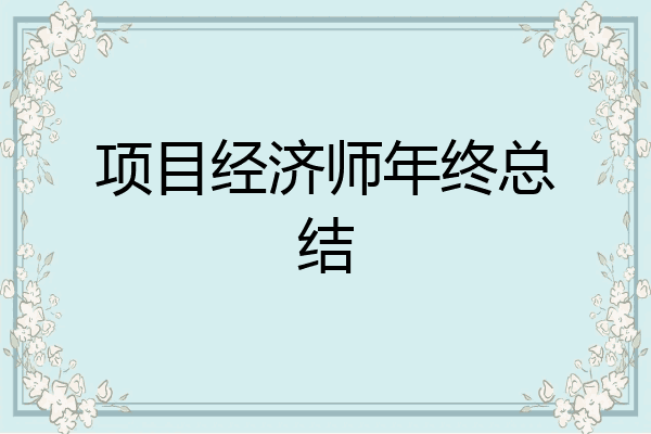 项目经济师年终总结