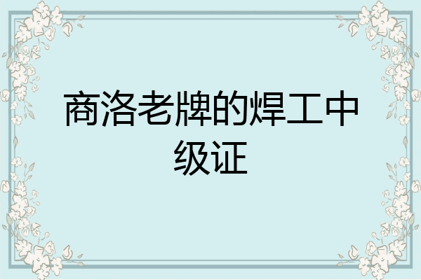 商洛老牌的焊工中级证