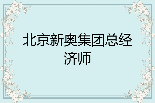 北京新奥集团总经济师