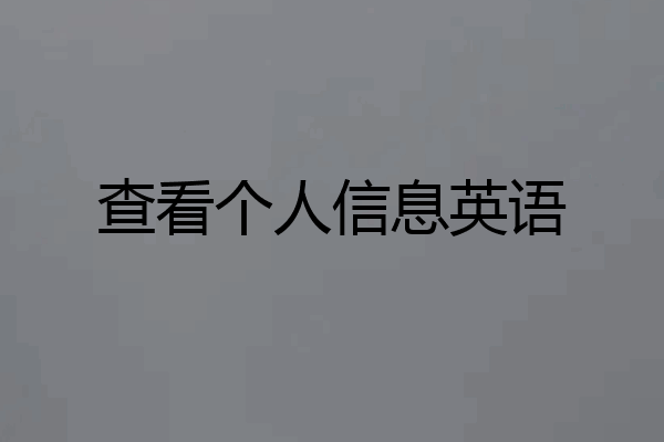 查看个人信息英语