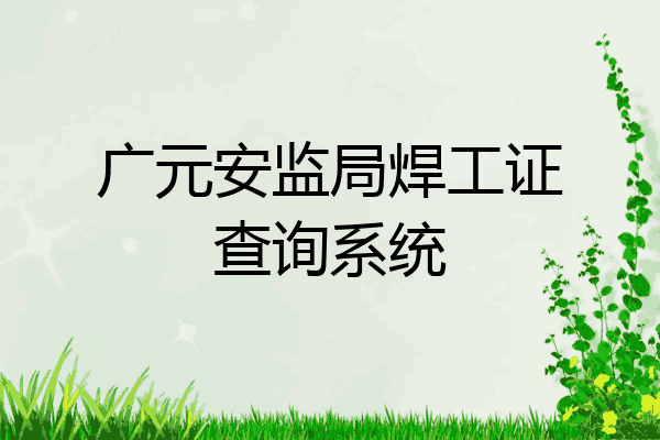 广元安监局焊工证查询系统