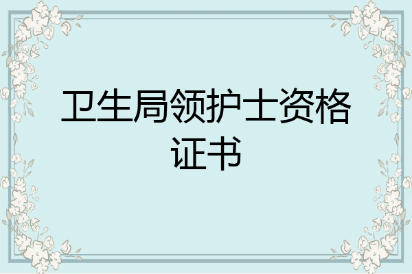 卫生局领护士资格证书