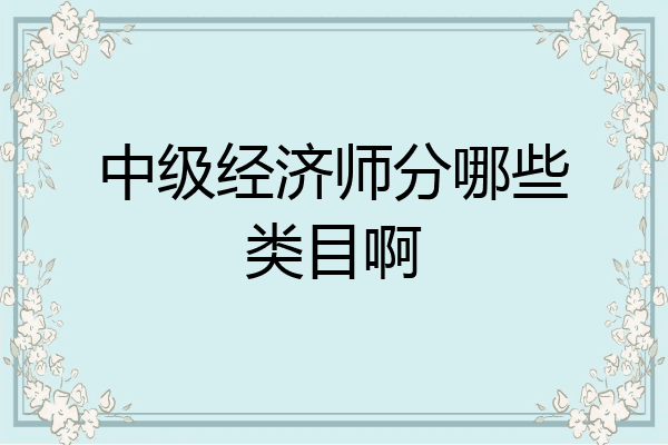 中级经济师分哪些类目啊