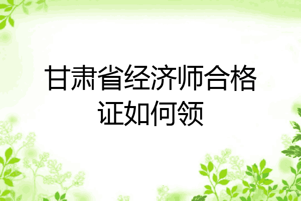 甘肃省经济师合格证如何领