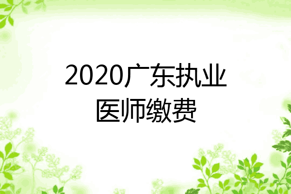 2020广东执业医师缴费