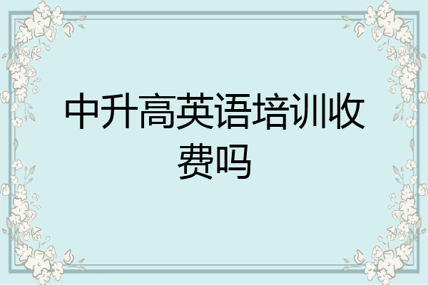 中升高英语培训收费吗