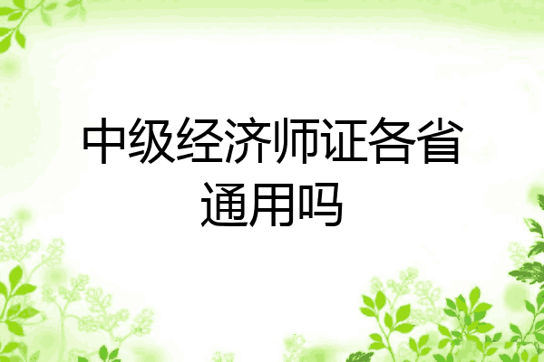 中级经济师证各省通用吗