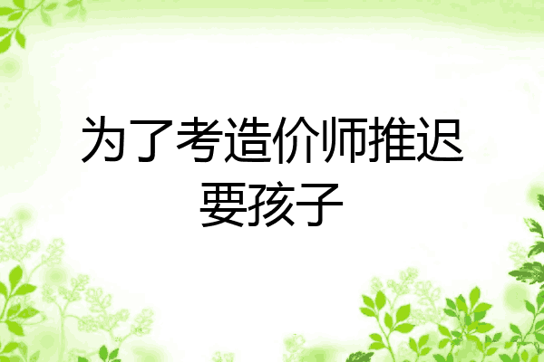 为了考造价师推迟要孩子