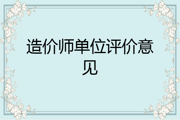 造价师单位评价意见