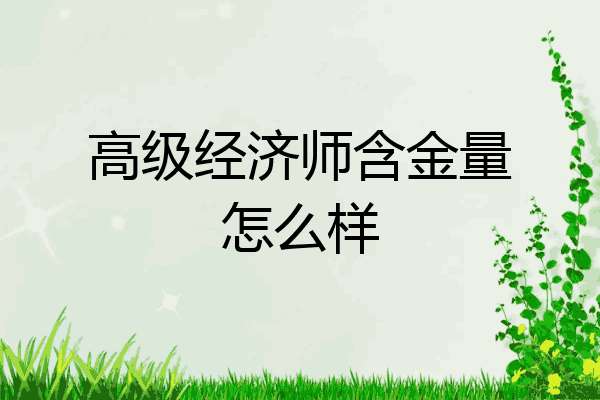高级经济师含金量怎么样