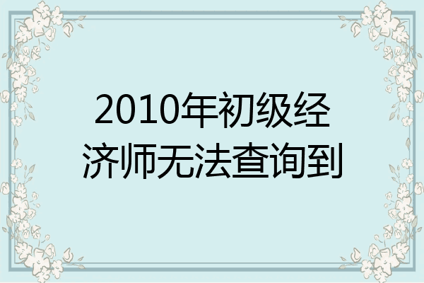 2010年初级经济师无法查询到