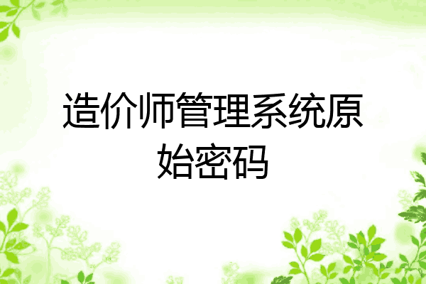 造价师管理系统原始密码