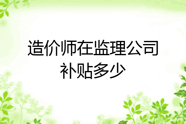 造价师在监理公司补贴多少