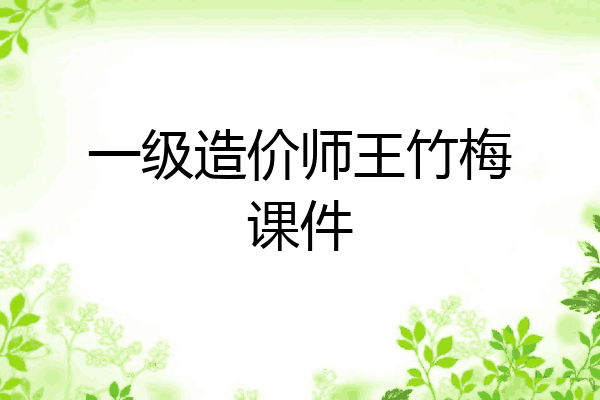 一级造价师王竹梅课件