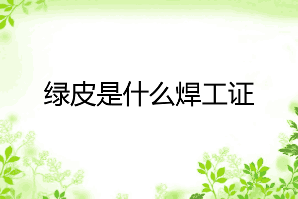 绿皮是什么焊工证