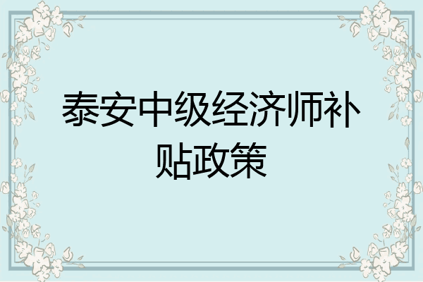 泰安中级经济师补贴政策