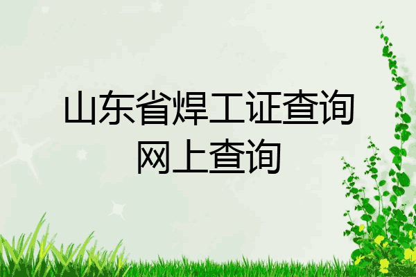 山东省焊工证查询网上查询