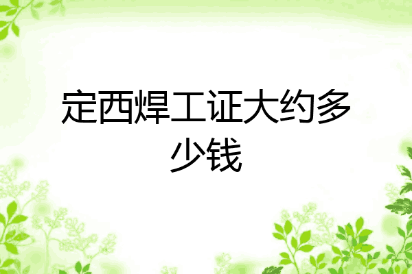 定西焊工证大约多少钱