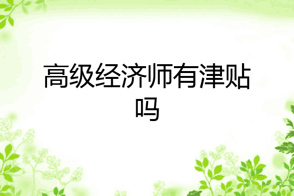 高级经济师有津贴吗