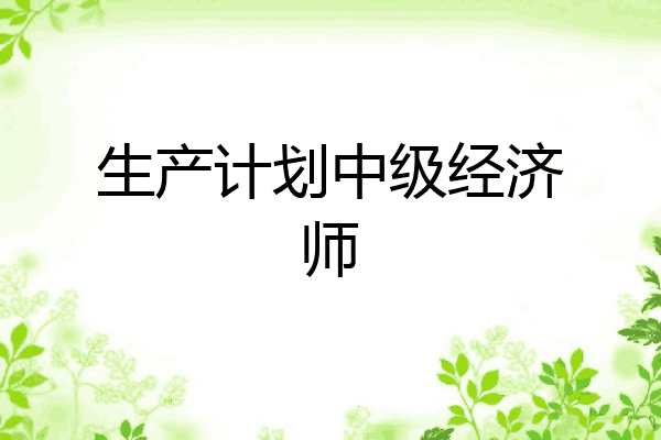 生产计划中级经济师