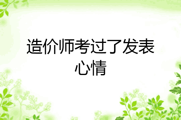造价师考过了发表心情