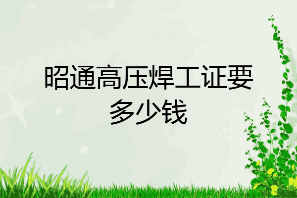 昭通高压焊工证要多少钱