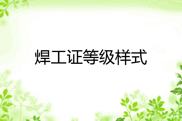 焊工证等级样式