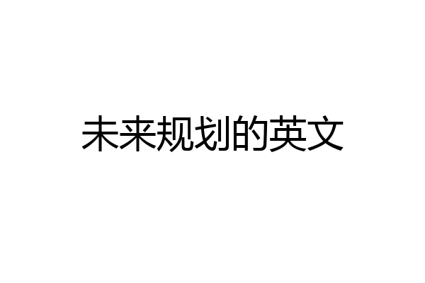 未来规划的英文
