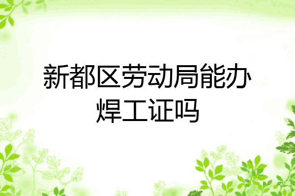 新都区劳动局能办焊工证吗
