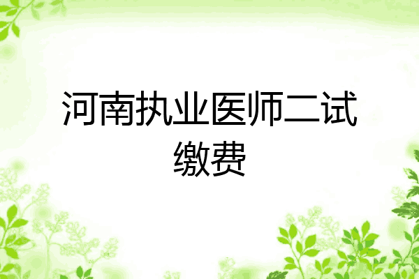 河南执业医师二试缴费