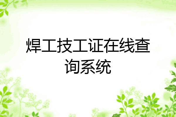 焊工技工证在线查询系统