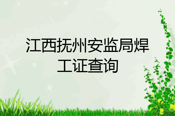 江西抚州安监局焊工证查询