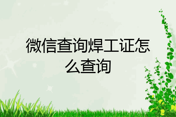 微信查询焊工证怎么查询