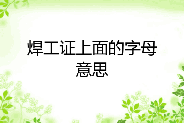 焊工证上面的字母意思