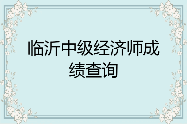 临沂中级经济师成绩查询