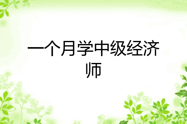 一个月学中级经济师